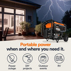 Generac 8,125 Starting Watt Portable Gas Generator - Electric Start - Includes Extension Cord - Home or RV Ready - Quiet, Long Runtime, Emergency Power - 49-State Compliant