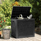 DUMOS 31 Gallon Deck Box, Lockable Outside Storage Box for Outdoor Use, Outside Waterproof Resin Package Delivery Box for Backyard Patio Garden
