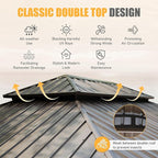Domi 14' X 20' Hardtop Gazebo Large Outdoor Metal Gazebo with Galvanized Steel Double Roof Canopy, Aluminum Frame, Curtains and Netting for Patio, Deck, Garden, Brown
