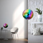 304 Stainless Steel Gazing Ball Sculptures Diamond Ball Decoration Mirror Hollow Decor Ball Reflective Garden Sphere Hollow Metal Ball Ornament Statues Gazing Globe for Home Garden (Rainbow 10 inch)