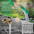 BoArt Brass Garden Hose Splitter 2 Way Heavy Duty, Y Valve Hose Splitter With Stainless Steel Long Handle, 3/4" GHT Thread Y Valve Water Garden Hose Tap Adapter