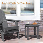 LUE BONA Outdoor Side Table, HDPS Small Outdoor Adirondack Side Tables, Outside End Table for Patio, Porch, Deck, Pool, Weather Resistant/Easy Maintenance, Dark Gray