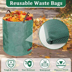 Reusable Yard Waste Bags, 3 Packs 80 Gallons Lawn and Leaf Garden Bags with Reinforced Carry Handles Heavy Duty Garden Waste Bags Camping Yard Recycling Trash Bags for Debris Leaves Grass