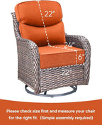Luxury 22x24/22x25 6-Inch Smile Patio Cushions for Outdoor Furniture Set of 6 - Thick Back & Deep Seat Outside Chair Cushions for Rattan Metal Glider Loveseat Sectional Sofa - Orange