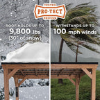 Backyard Discovery Arcadia 20' x 9.5' Cedar Wood Outdoor Gazebo Pavilion with Hardtop Galvanized Steel Slope Roof, Snow Support, Wind Resistance, PowerPort, Shade for Garden, Patio, Deck, Entertaining