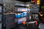 9x7 Ft All-Weather Storage Shed with Skylight,Window,Built-in Ventilation,Walls, & Lockable Double Doors for Patio Furniture Lawn Mower Tools and Bike Storage Lockable Black and Gray