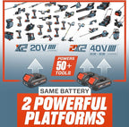 SENIX X2 20 Volt Max* 3-Piece Cordless Power Tool Combo Kit with Battery Powered 10" String Trimmer, Variable Speed Leaf Blower, 18" Hedge Trimmer, Includes 2 Batteries & Battery Charger (S2K3B2-01)