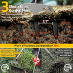Hand Rake Long Handle - 74" Cultivator Weeding Rakes for Lifts Out Deep-Rooted Grass, 3-Tine Claw Rakes Heavy Duty Carbon Steel with D Grip for Digging Potato,Carrots,Loosens Soil