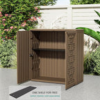 KINYING Outdoor Storage Cabinet Waterproof, Resin 60 Gallon Storage Box for Patio Furniture Cushions, Garden Tools, Pool Accessories (Dark Brown with 1 Shelving)