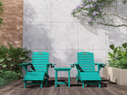 Folding Adirondack Chairs Set of 2,Adirondack Chair with Retractable Ottoman,Plastic Adirondack Chairs with 2 Cup Holder,Weather Resistant Patio Chair,Outdoor Chairs Set of 2(Lake Blue)