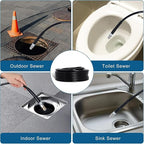 50FT Sewer Jetter Kit for Pressure Washer, 5800PSI Water Jet Durable Drain Cleaner Hose 1/4 Inch NPT Corner with 4 Specialized Nozzles，Waterproof Tape, Pearl Corsage Pin, Handle Strap & 2 Spanners
