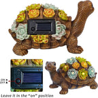 FORUP Turtle Garden Statue, Resin Turtle Figurine Garden Lawn Ornaments with Solar LED Lights for Outdoor Yard Garden Decorations
