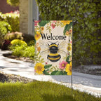 Bee Garden Flag Vertical Double Sided Outdoor Yard Flags 12.5x18 Inch Burlap Banners for House Lawn