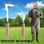 AON 2-Pack Hand Crack Weeder Puller Tool Set - Made with Heat Treated Steel and Ash Wood Ergonomic Handles, Weeding Tools Ideal for Gardens and Patio Lawns to Effectively Pull Out Weeds & Their Roots