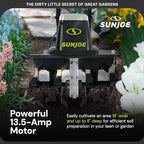 Sun Joe Electric Corded Garden Tiller & Cultivator, Steel Tines, 13.5 Amp, 16 Inch, Black - Heavy Duty Gardening Machine Equipment for Lawn, Yard, & Grass, TJ604E