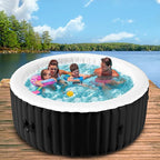 4-6 Person Inflatable Hot Tub, 264Gal Portable Blow up Hot Tub with 130 Strong Bubble Jets, Leak-Resistant PVC Round Outdoor Spa with Heater Pump and Insulated Cover, 82” X 82” X 25”