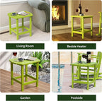 TORVA Patio Adirondack Side Table, Outdoor End Tables All-Weather Resistant HDPE Humidity-Proof Long Time Use for Deck, Lawn,Garden, Porch, Backyard End Table(Lemon Green Color-1 Tier)