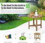 Tangkula Round Outdoor Side Table, 18 Inch Weather Resistant HDPE Adirondack Table, Outdoor Indoor Chairside End Tables, Patio Side Table for Lawn Garden Balcony Backyard, Easy Assembly (1, Brown)