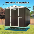 Quictent 8X6 FT Outdoor Metal Storage Shed, Easy Assemble, Lockable Tool Shed Waterproof Shed for Garden, Backyard, Lawn and Patio Scene with Combination Lock,Dark Gray(7.6X6.3 FT Base,No Floor)