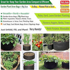 3-Pack 40 Gallon Thickened Plant Grow Bags Large (28x16 in) Heavy Duty Garden Bag Fabric Plant Pots for Potato,Tomato Planter,Herbs Veggies Planting,Flower Pots,Barrel Planter,Yard Waste Bag,Leaf Bags