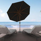 Midtown Umbrellas Sunbrella Umbrella Outdoor Patio Umbrella 2-9 Feet in Sunbrella Black Acrylic Fabric, Auto-Tilt Aluminum Frame For Backyard Umbrella, Deck Umbrella & Porch Umbrella - Wooden Pole