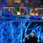 Vigdur 2 Pack 13ft 50 Count Outdoor String Lights on Blue Wire Cord, UL Approved for Indoor/Outdoors Use, Connectable 120V Clear Outdoor Lights for Xmas Patio Home Party Garden Decor(Blue)