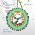 Wind Spinners Outdoor Hummingbird - Birthday Gifts for Women Mom Wife, Hanging Wind Sculptures Wind Spinners, 12 inch 3D Wind Spinner for Garden Decor for Outside, Garden, Patio, Yard, Outdoor