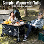 Night Cat Collapsible Wagon for Camping: 150L Garden Gart with Wheels Heavy Duty - Folding Utility Wagon for Outdoor