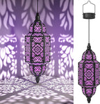 Twinkya Hanging Solar Lights Outdoor Garden Decorative Solar Lantern Waterproof Metal Moroccan Outdoor Decorations for Patio Pathway Yard Porch Backyard Garden Decor (Purple, 1 Pack)