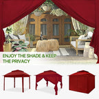 COOS BAY 11x11 Pop-up Instant Gazebo Tent with 4 Sidewalls Outdoor Canopy Shelter with Carry Bag, Stakes and Ropes, Red