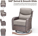 Swivel Patio Chairs sofa Set of 6 - 6" Thick Cushion - Wicker Outdoor Swivel Rocker Patio Chair ,Sofa/Glass coffee table, High Back Comfortable Outdoor Glider Chairs - Brown Wicker Grey Cushions