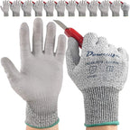 Dowellife Level 5 Cut Resistant Work Gloves for Men & Women, PU Coated Breathable Gardening Gloves, Thin Flexible Firm Grip