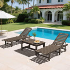 SERWALL HDPE Patio Coffee Table, Rectangle Outdoor Coffee Table, All Weather Patio Table for Deck, Pool, Balcony, Indoor or Outdoor Use, Coffee