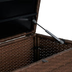 happimess TRK1001B Nino 47.24" Modern Minimalist Outdoor Faux Wicker Deck and Patio Storage Box, Brown, Soft-Close, for Package Delivery, Patio Furniture, Cushions, Gardening Tools, Pool Supplies