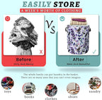 Dragonfly Laundry Basket Foldable With Handles Purple Floral Tote Bag Oxford Cloth Colorful Laundry Hamper Clothes Storage Bucket Toy Organizer For Bathroom/Laundry/Bedroom 18.9" x 16.5 "