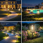 Solar Pathway Lights Outdoor - 8 Pack, IP65 Waterproof Warm White LED, Auto On/Off, Solar Powered Modern Square Design Landscape Lighting, for Walkway Garden Lawn Yard Decor