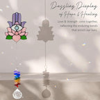 1 Layered Ornament Suncatcher - Hamsa Hand - Spiritual Protection Gift - Hand of Fatima Keepsake - Christmas Birthday Presents for Women, Men - Boho Home Decoration - Protection Hanging Decor