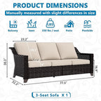 Vista Vibe 78" Patio Wicker 3-seat Sofa, Deep Seat & Upholstered Loveseat, Outdoor All-Weather Rattan Couch with Removable Cushions, Steel Frame Couch for Garden, Poolside (Brown/Beige)
