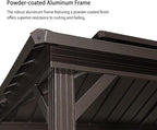 PURPLE LEAF 6.5' X 10' Hardtop Grill Gazebo for Patio Permanent Metal Roof with 2 Side Shelves Deck Yard Tent Aluminum Garden Outside Sun Shade Outdoor BBQ Canopy