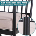 PHI VILLA Outdoor Metal Dining Chairs with Cushion, 300lbs Black Heavy Duty Weatherproof Chairs for Patio, Deck, Yard - Set of 4