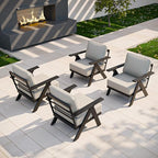 COOS BAY Iron Luxe Modern Outdoor Patio Chairs Set of 4, Lounge Accent Chairs for Backyard, Deck, Porch, Garden, Black/Beige