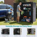 Outdoor Storage Shed, 56.8 Cu.Ft Resin Shed, 4.6 x 5.6 FT Waterproof Garden Tool Shed with Double Doors & Adjustable Shelves, Backyard Storage Cabinet for Tools, Bikes & Patio Furniture (Darkgray)