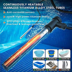 1500W Titanium Fully Submersible Portable Electric Immersion Large Pool & Hot Tub Water Heater with LCD Thermostat & GFCI Leakage Protection, Ideal for Baptistry, Bathtub, Bucket, Swimming Pool (GO)
