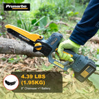 2 In 1 Mini Chainsaw 8 Inch Cordless Hand-Held Electric Chain Saw with Pole Compatible with Makita 18V Batteries Branch Cutter 8000mAh Battery PR-E8-Set