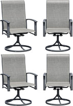 Patio Swivel Chairs Set of 4, Outdoor Swivel Chairs with Armrest, High Back Patio Chair with Metal Frame, All-Weather Outdoor Dining Chair for Deck, Porch and Lawn, Grey