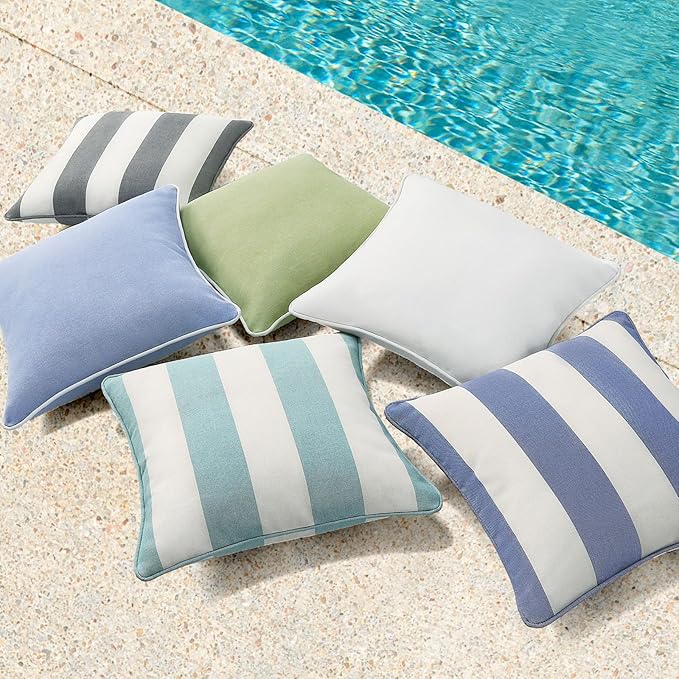 Decorative Outdoor Water Repellent Throw Pillows with Inserts, Set of 4, 18" x18" Pillows for Patio, Backyard, Bed, Couch, and Patio Furniture, Seaweed Green