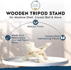 Alternative Imagination Wooden Tripod Stand - Display Stand For Home Decor, Abalone Shell, Jewelry Dish, Trinket Dish, Key Bowl, Crystal Ball and More - Natural, 4 Inches