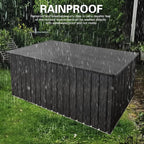 215-Gallon Outdoor Metal Storage Box, Weatherproof Deck Box with Wooden Texture, Multi-Purpose Garden Storage for Tools, Pool Accessories & Sports Gear, Patio Organizer with Tabletop Function