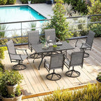 Soohow Swivel Outdoor Dining Chairs Set of 8, Patio Swivel Dining Chair with Textilene Fabric, Outdoor Metal Armchair All Weather Resistant, Ergonomic Comfort, Perfect for Patio, Backyard, Balcony