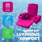 TRC Recreation Folding Baja Chair Foam Swimming Pool Float, Portable Super Soft Floating Lounger with 2 Cup Holders for Beach Essentials, Pink